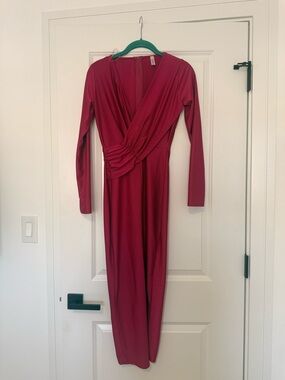 Women's Long Sleeve Wrap Dress - Fuchsia Pink